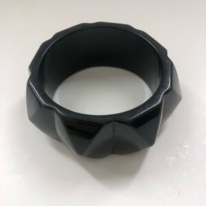 Spiked black resin cuff bracelet
